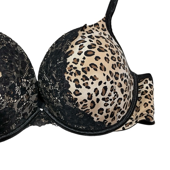 CACIQUE Smooth Boost Plunge Bra Leopard Lace Push Up Bra 42C - Picture 3 of 11